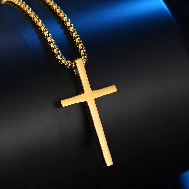 Smooth Simple Titanium Cross Pendant Male And Female Personality Necklace
