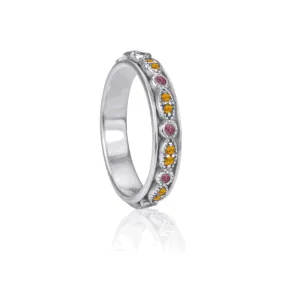 Solar Crystal Fidget Ring with Pink Tourmaline and Citrine Stones
