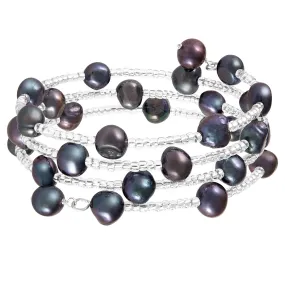 Splendid Pearls Fancy Coil Triple Row Pearl Bracelet