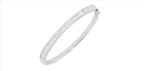 Ss Wh Cz Claw Set 2X4mm Baguette Bangle