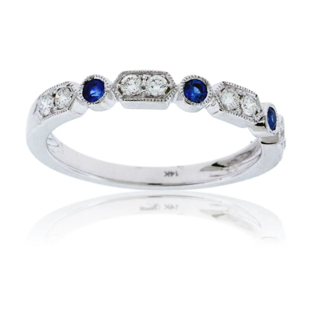 Stackable Sapphire and Round Diamond Band