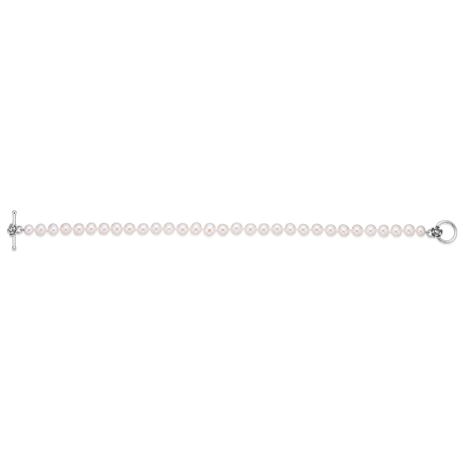Sterling Silver 5-6mm Freshwater Pearl T-bar Bracelet