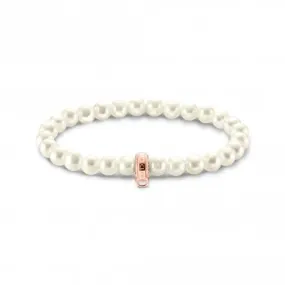 Sterling Silver Rose Gold Plated Pearl White Bracelet X0284-428-14