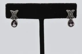 Sterling Silver Scapolite Earrings with Marcasite Stones