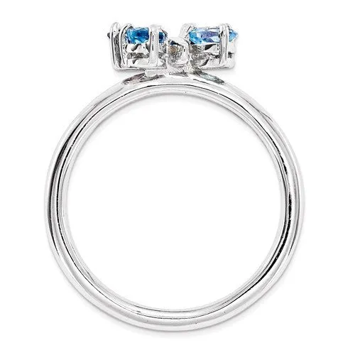 Sterling Silver Stackable Expressions Blue Topaz & Amethyst Butterfly Ring