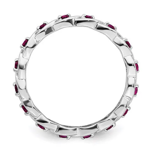 Sterling Silver Stackable Expressions Created Ruby Twist Eternity Ring