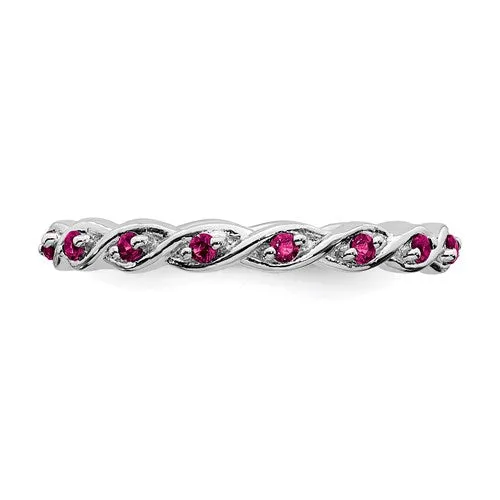 Sterling Silver Stackable Expressions Created Ruby Twist Eternity Ring