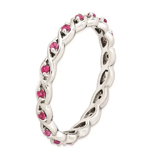 Sterling Silver Stackable Expressions Created Ruby Twist Eternity Ring