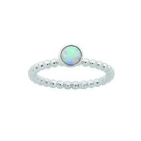 Sterling Silver Synthetic Opal Stackable Ring
