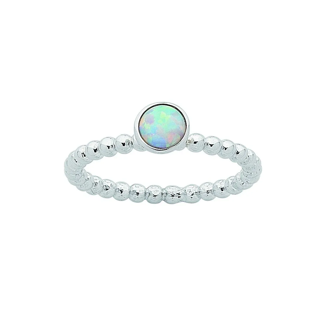 Sterling Silver Synthetic Opal Stackable Ring