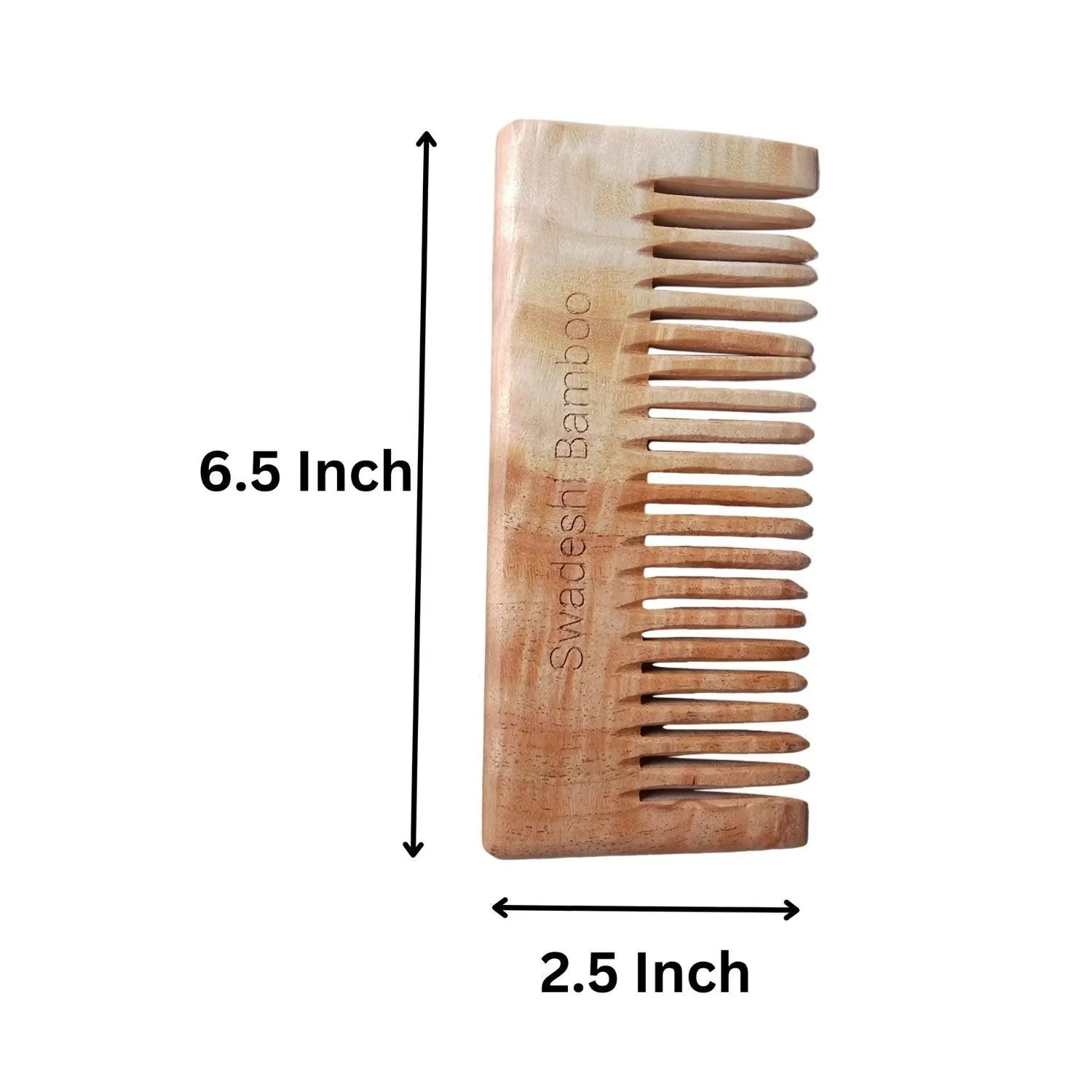 Swadeshi Bamboo Neem Wood Shampoo Comb |  Hair Care | Hair Growth