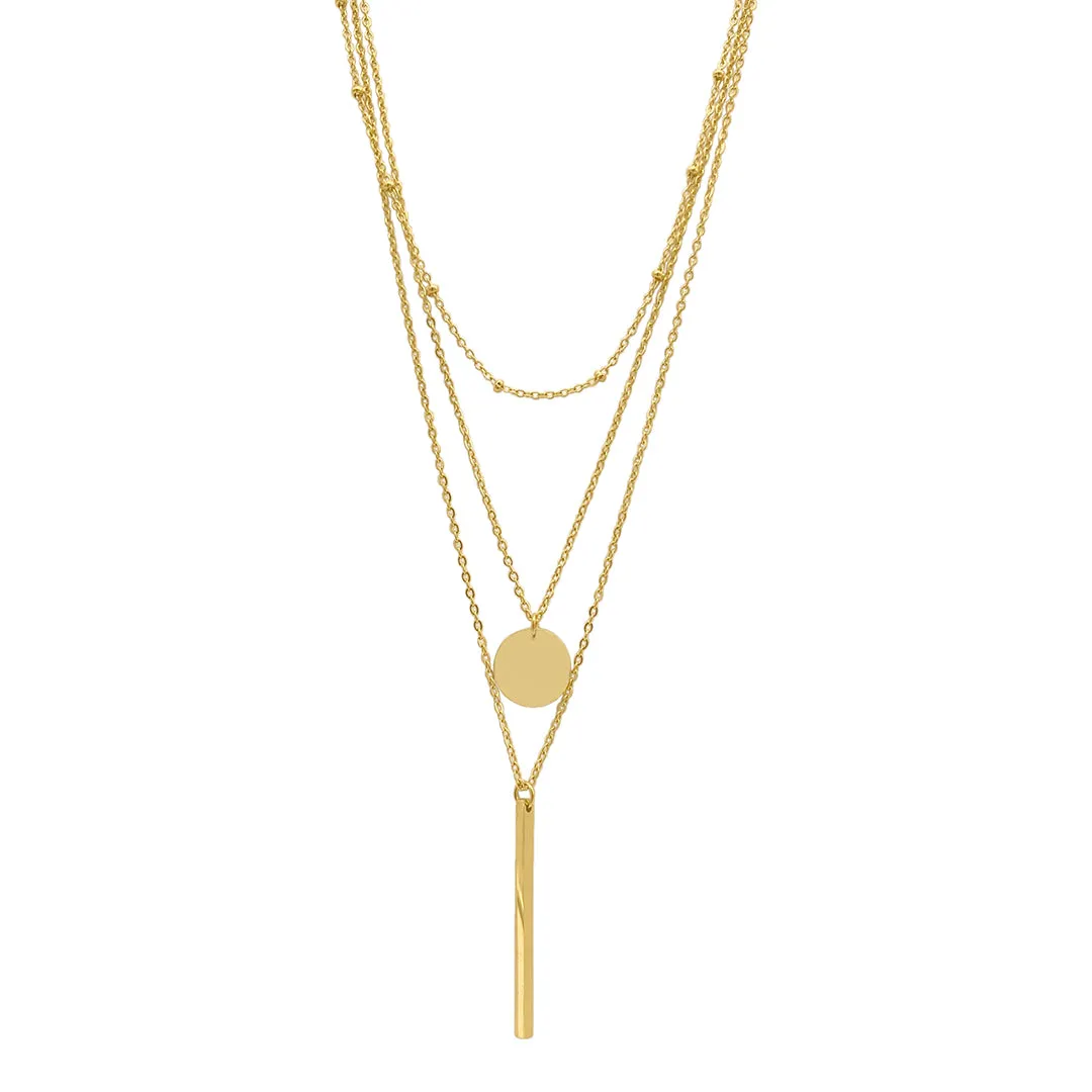 Tarnish Resistant 14k Gold Plated Layered Pendant Necklace Set