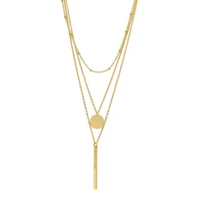 Tarnish Resistant 14k Gold Plated Layered Pendant Necklace Set