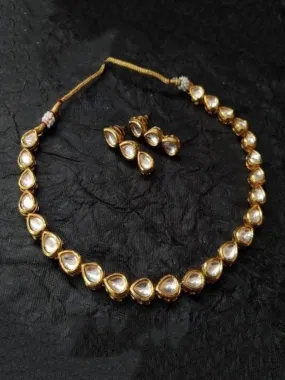Tear Drop One Line Kundan Necklace