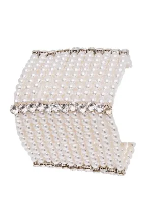 TEEK - Crystal Accent Layered Pearl Statement Bracelet