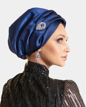 The Malka Crown | Luxury Handmade Turban Crown Head Covering with Attachable Magnetic Accessory (no wrapping required)
