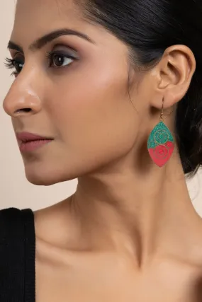 Tibetan Red Green Leaf Earrings - Nature-Inspired Jewelry for All Occasions