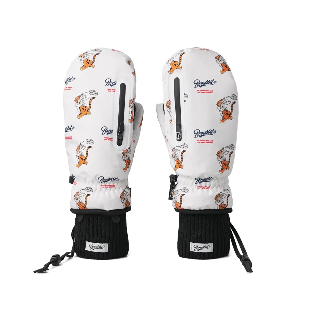 TIGER RABBIT ZIPPER POCKET GLOVE WHITE