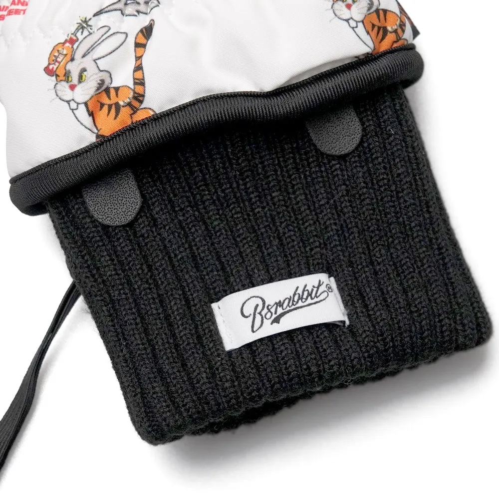 TIGER RABBIT ZIPPER POCKET GLOVE WHITE