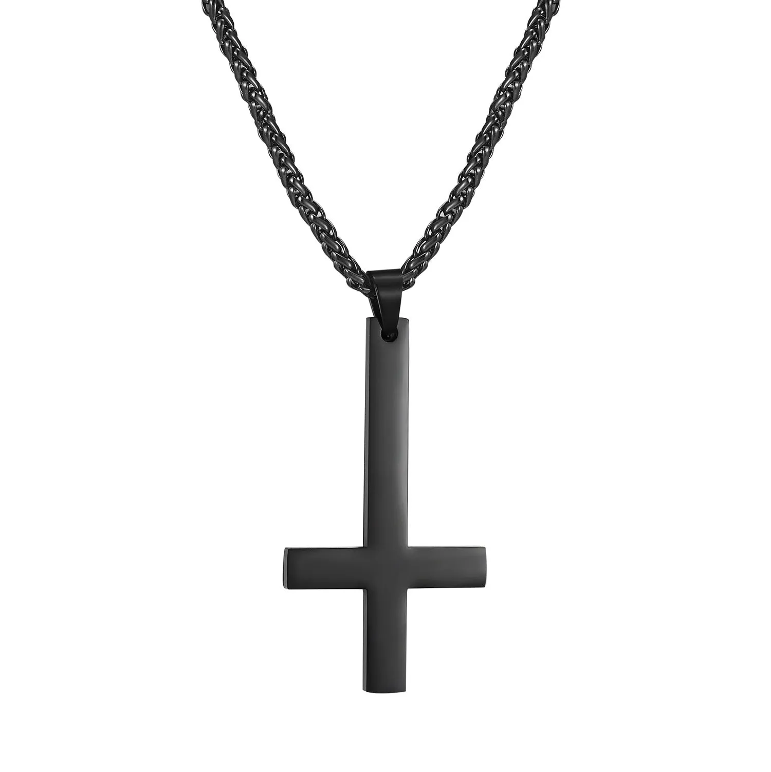 Titanium steel smooth cross necklace pendant