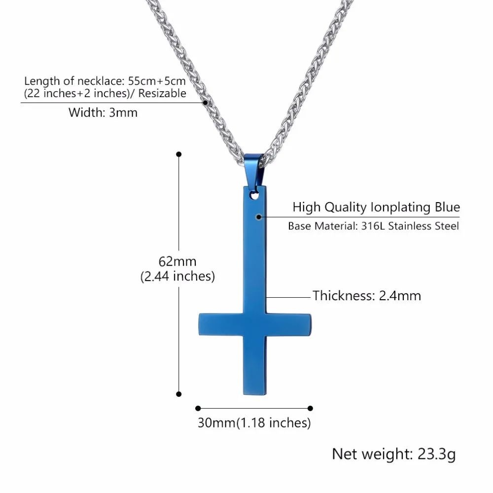 Titanium steel smooth cross necklace pendant