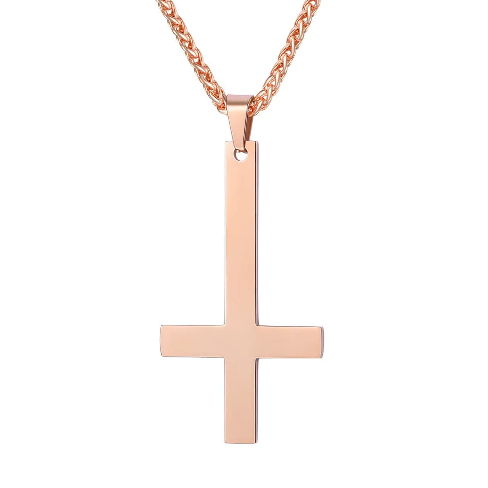 Titanium steel smooth cross necklace pendant