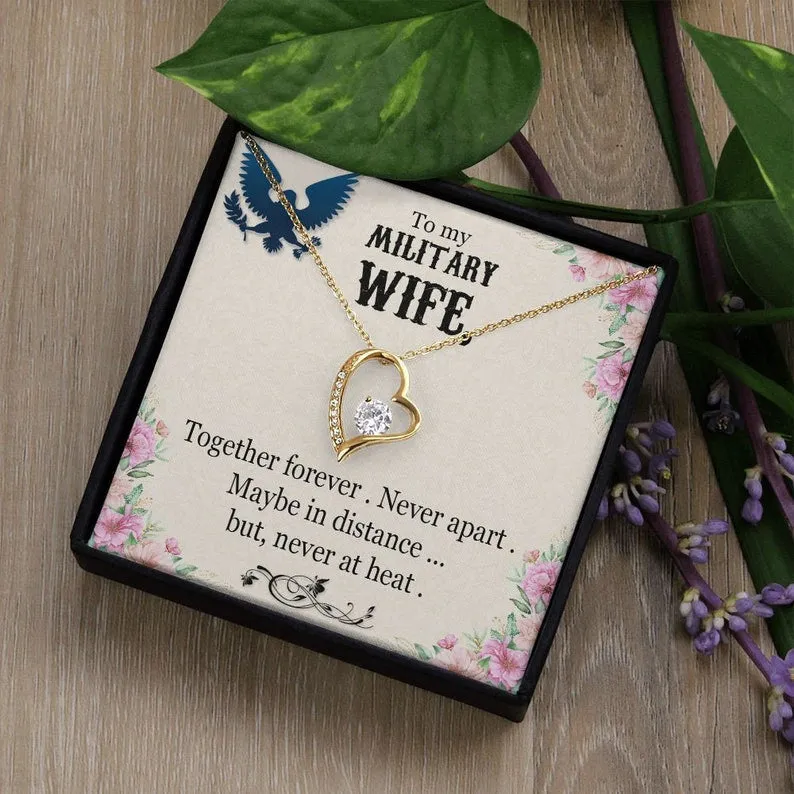 To My Military Wife Necklace, Forever Love Necklace, Gift For Independence Day Military Wife Gifts