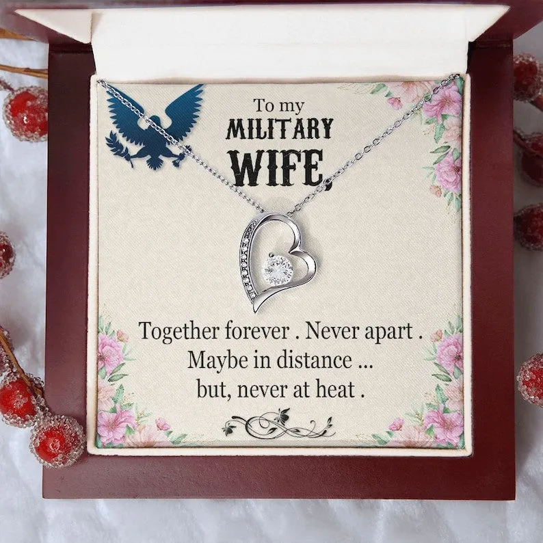 To My Military Wife Necklace, Forever Love Necklace, Gift For Independence Day Military Wife Gifts