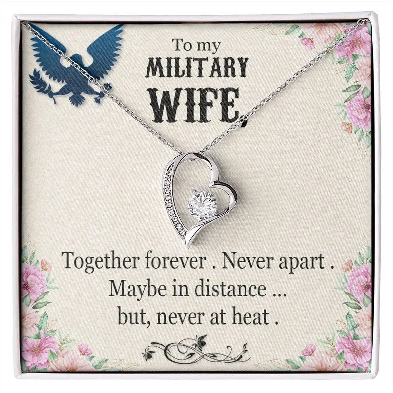 To My Military Wife Necklace, Forever Love Necklace, Gift For Independence Day Military Wife Gifts