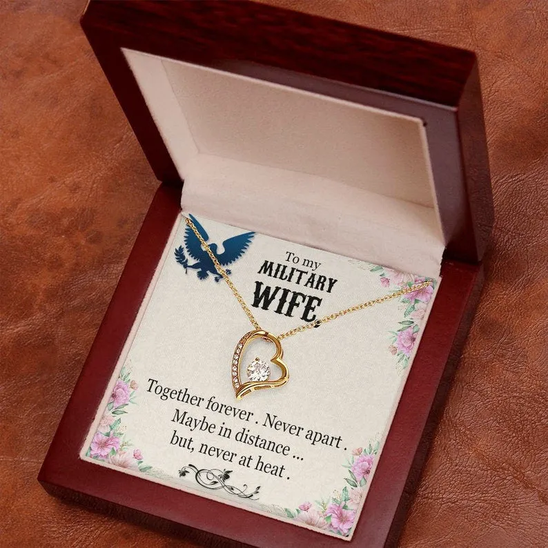 To My Military Wife Necklace, Forever Love Necklace, Gift For Independence Day Military Wife Gifts