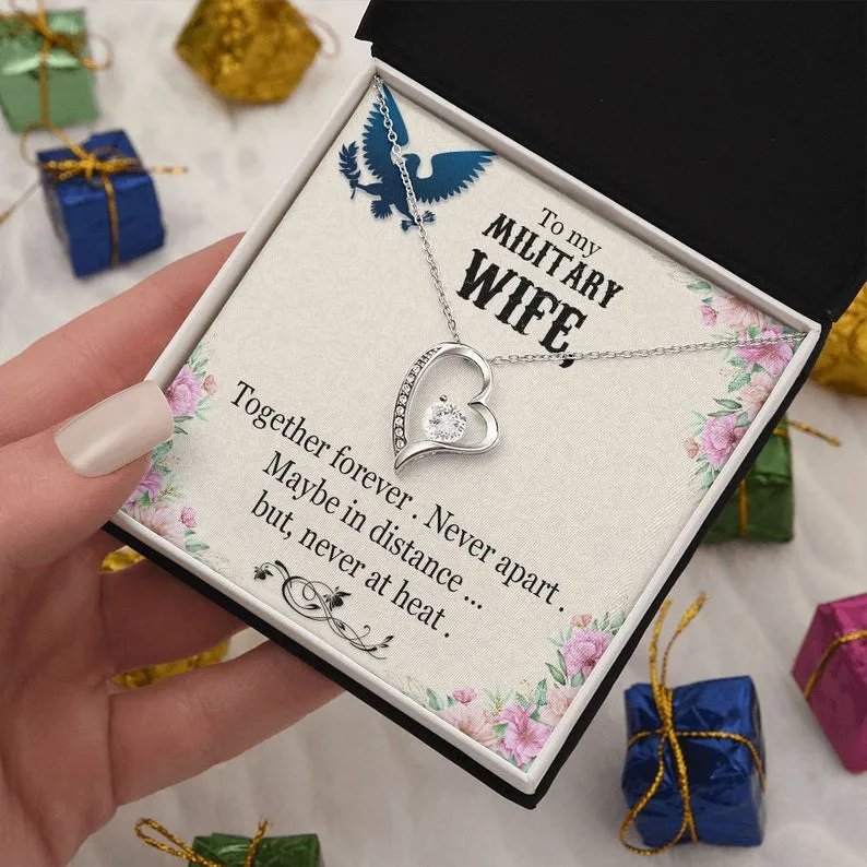 To My Military Wife Necklace, Forever Love Necklace, Gift For Independence Day Military Wife Gifts