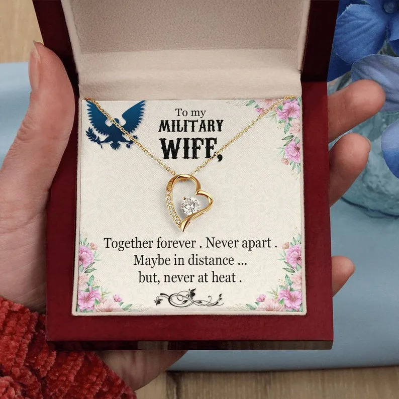 To My Military Wife Necklace, Forever Love Necklace, Gift For Independence Day Military Wife Gifts
