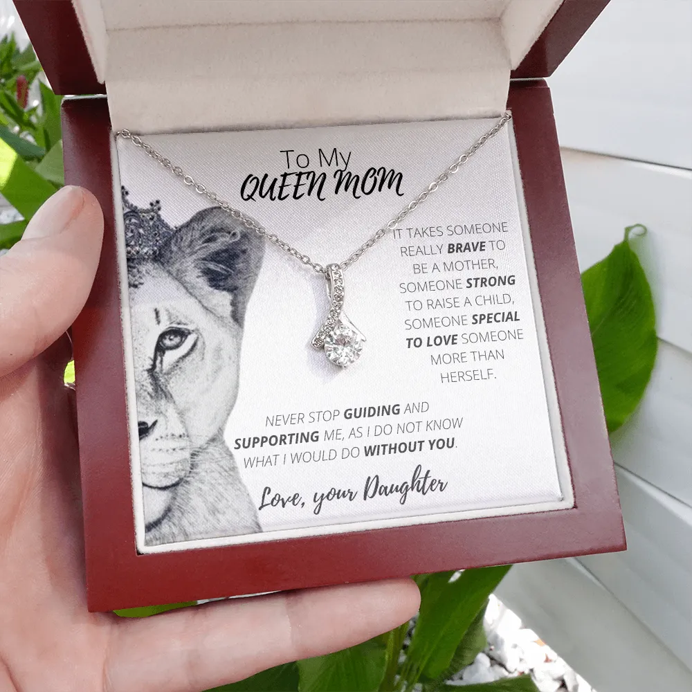 To My Queen Mom Alluring Necklace, Gift for Mom from Daughter, Mother's Day Gift, Birthday Gift, Anniversary Necklace