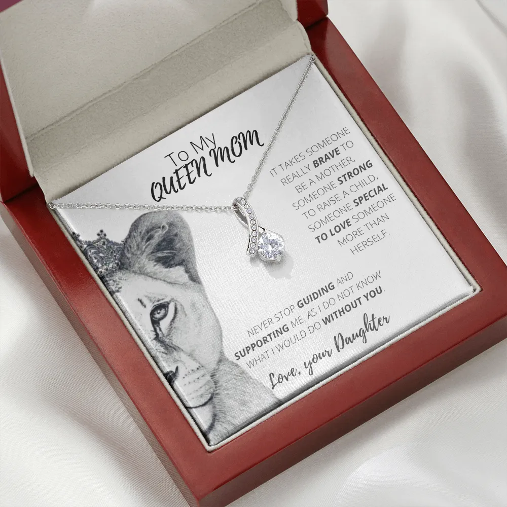 To My Queen Mom Alluring Necklace, Gift for Mom from Daughter, Mother's Day Gift, Birthday Gift, Anniversary Necklace