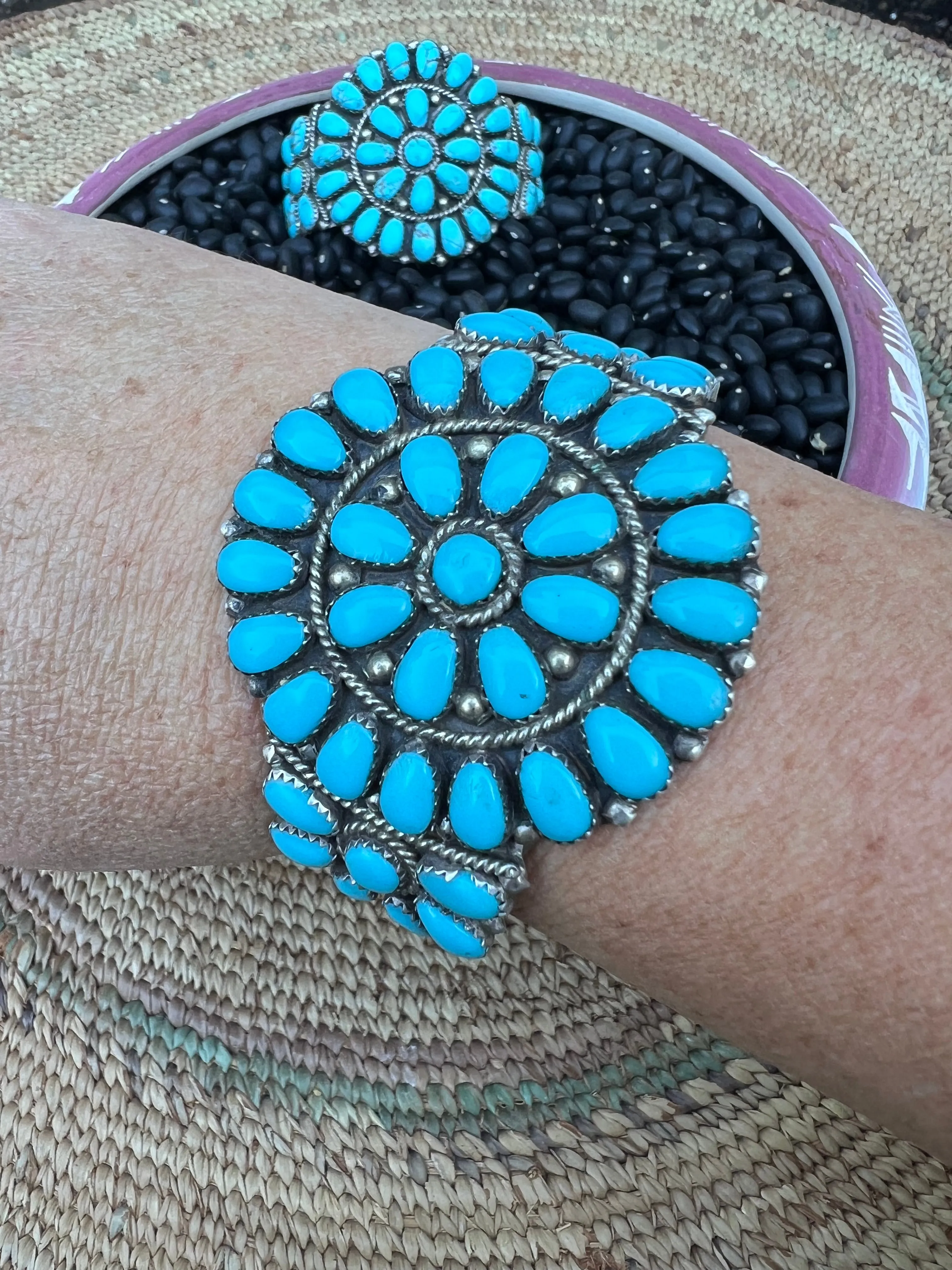 Traditional Turquoise Cluster Cuff