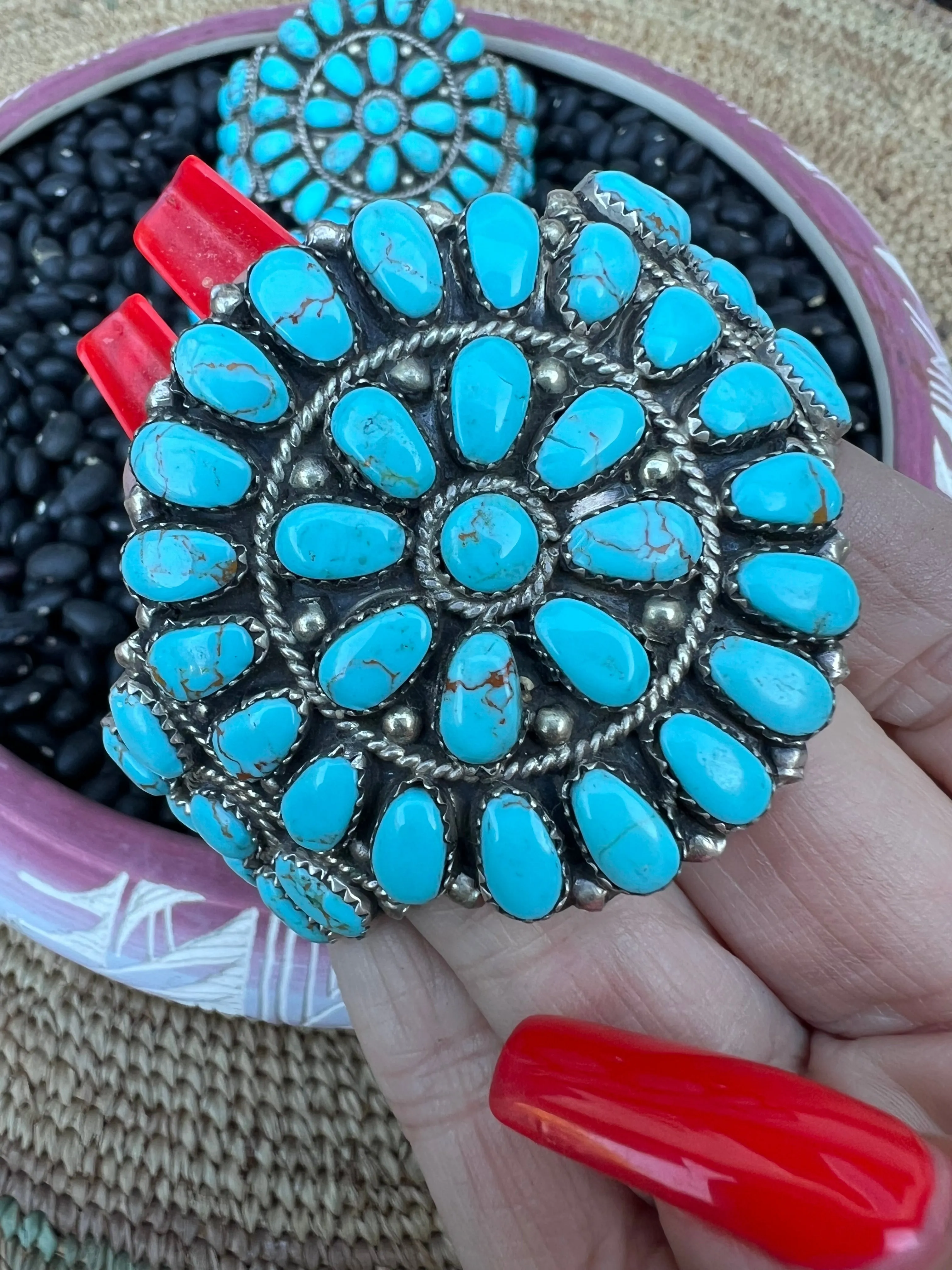 Traditional Turquoise Cluster Cuff