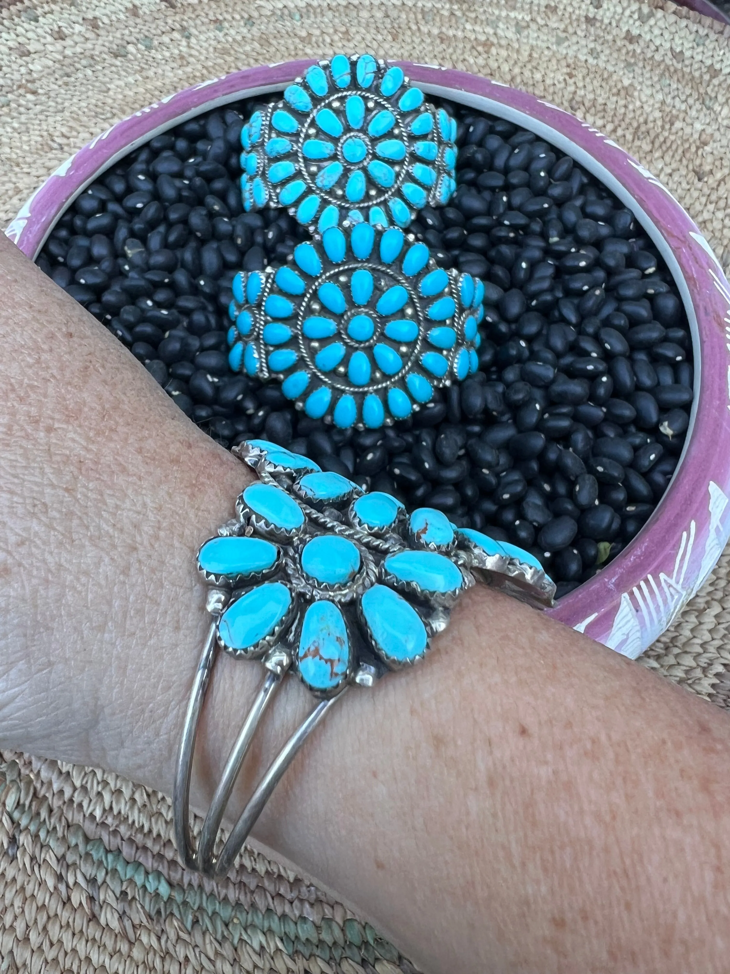 Traditional Turquoise Cluster Cuff