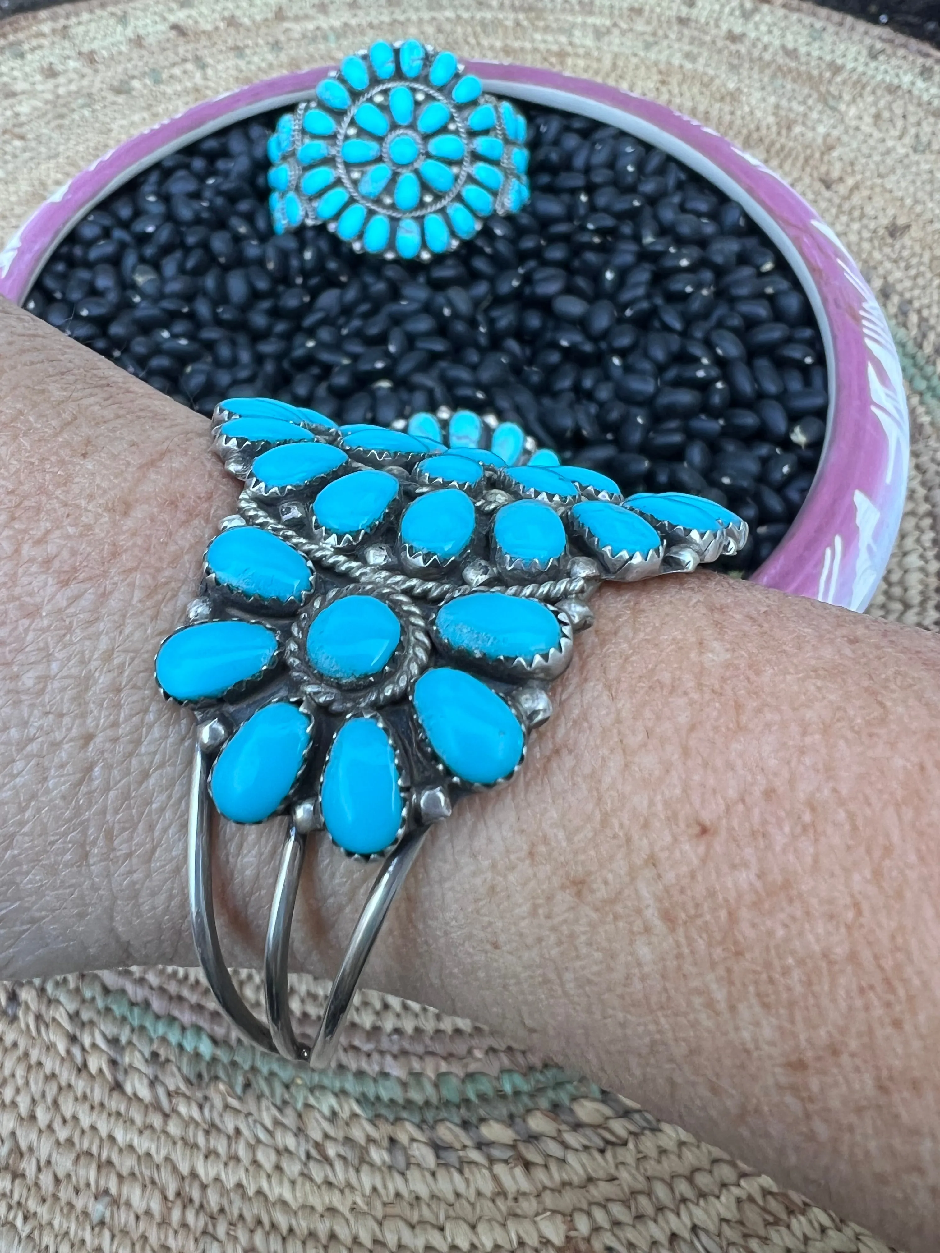 Traditional Turquoise Cluster Cuff