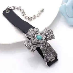 Tribal Carved Cross Bracelet