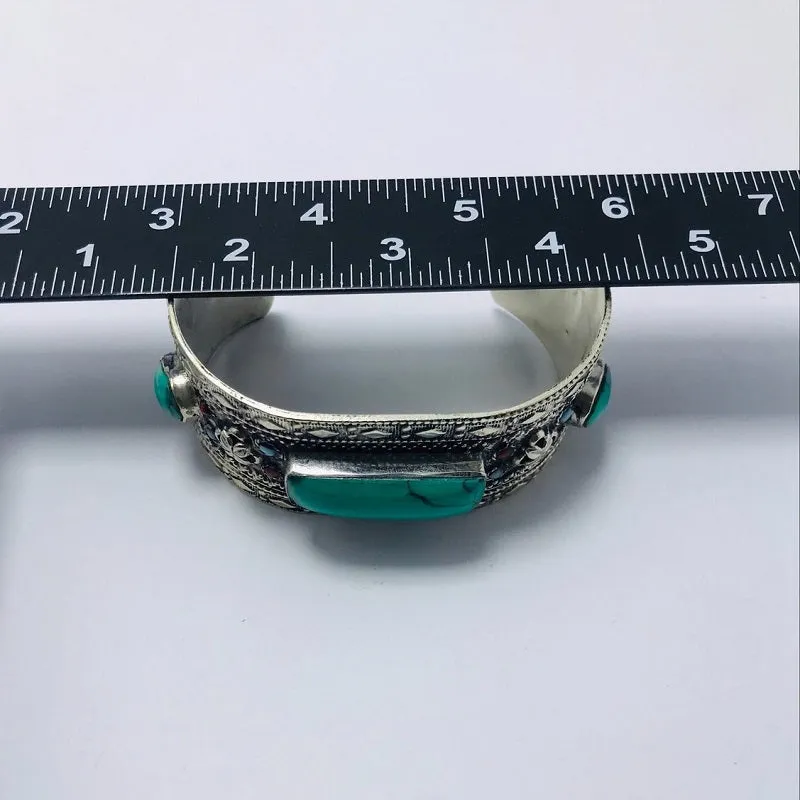 Tribal Kuchi Handcuff Bracelet With Stones and Beads
