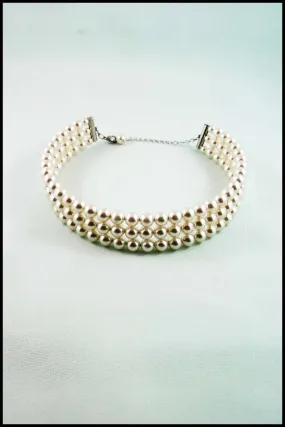 Triple Row Imitation Pearl Choker Necklace