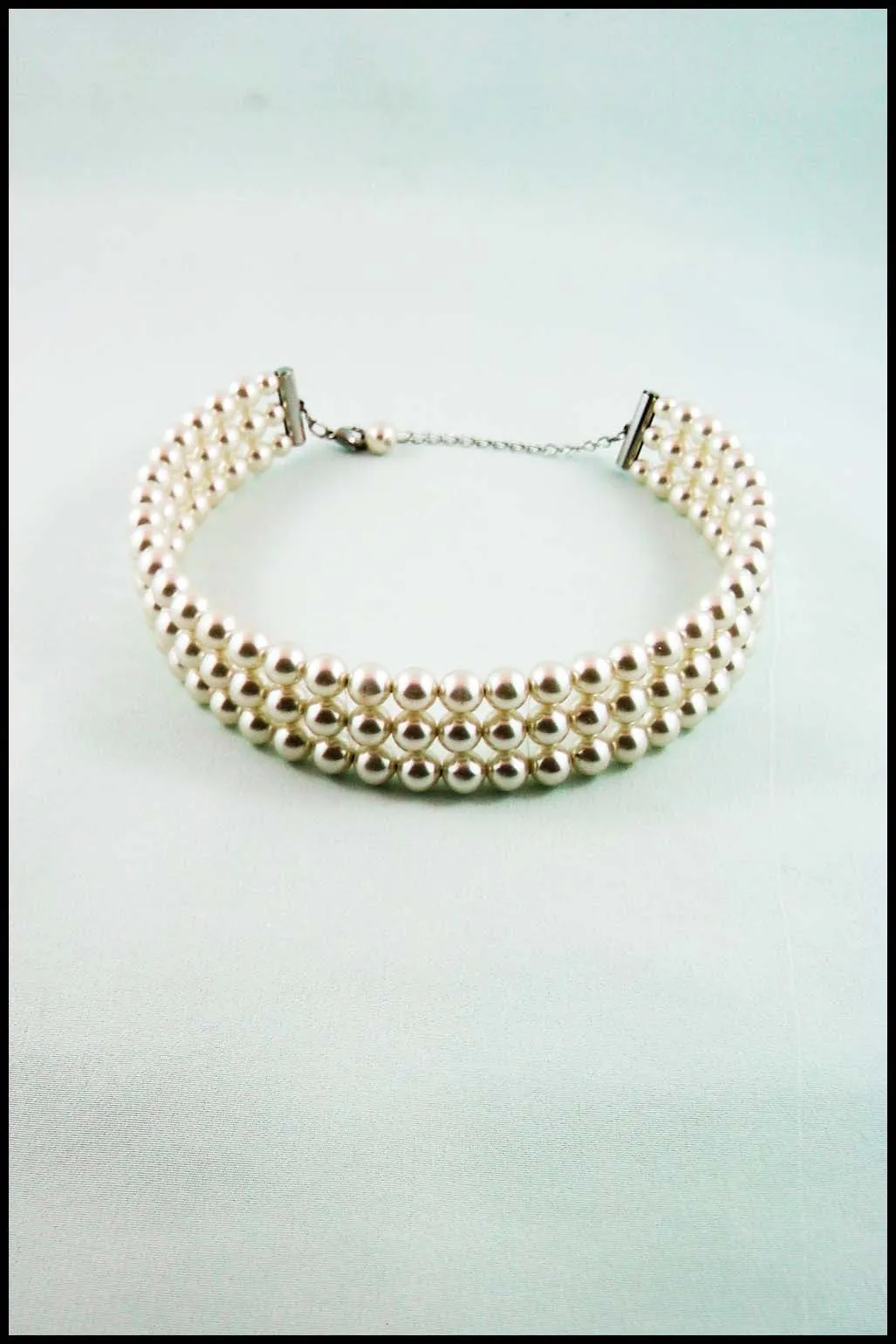 Triple Row Imitation Pearl Choker Necklace