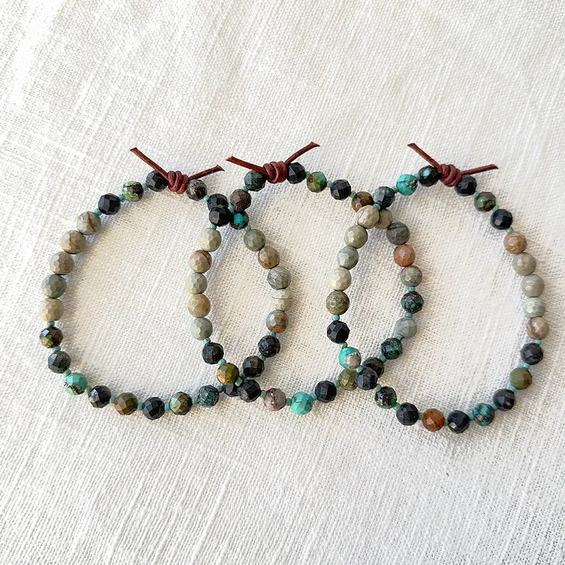 Turquoise & Silver Leaf Jasper Mini Bracelet (Good Fortune) | January 2024 Mini of the Month