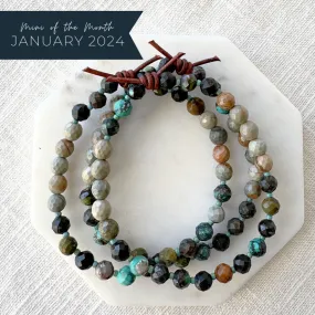 Turquoise & Silver Leaf Jasper Mini Bracelet (Good Fortune) | January 2024 Mini of the Month
