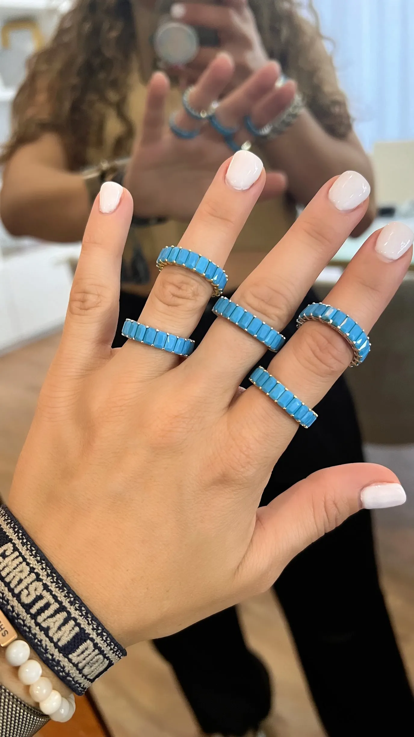 Turquoise CZ's Eternity Ring