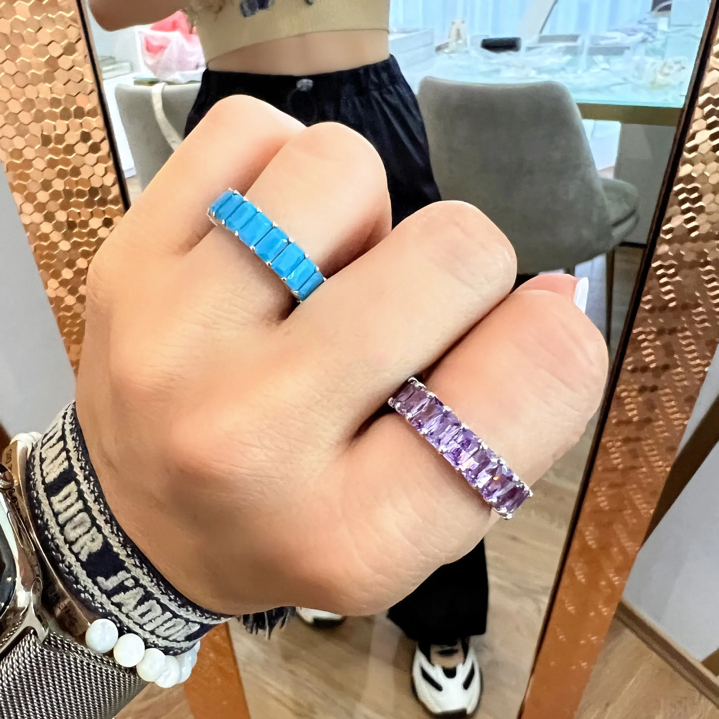 Turquoise CZ's Eternity Ring