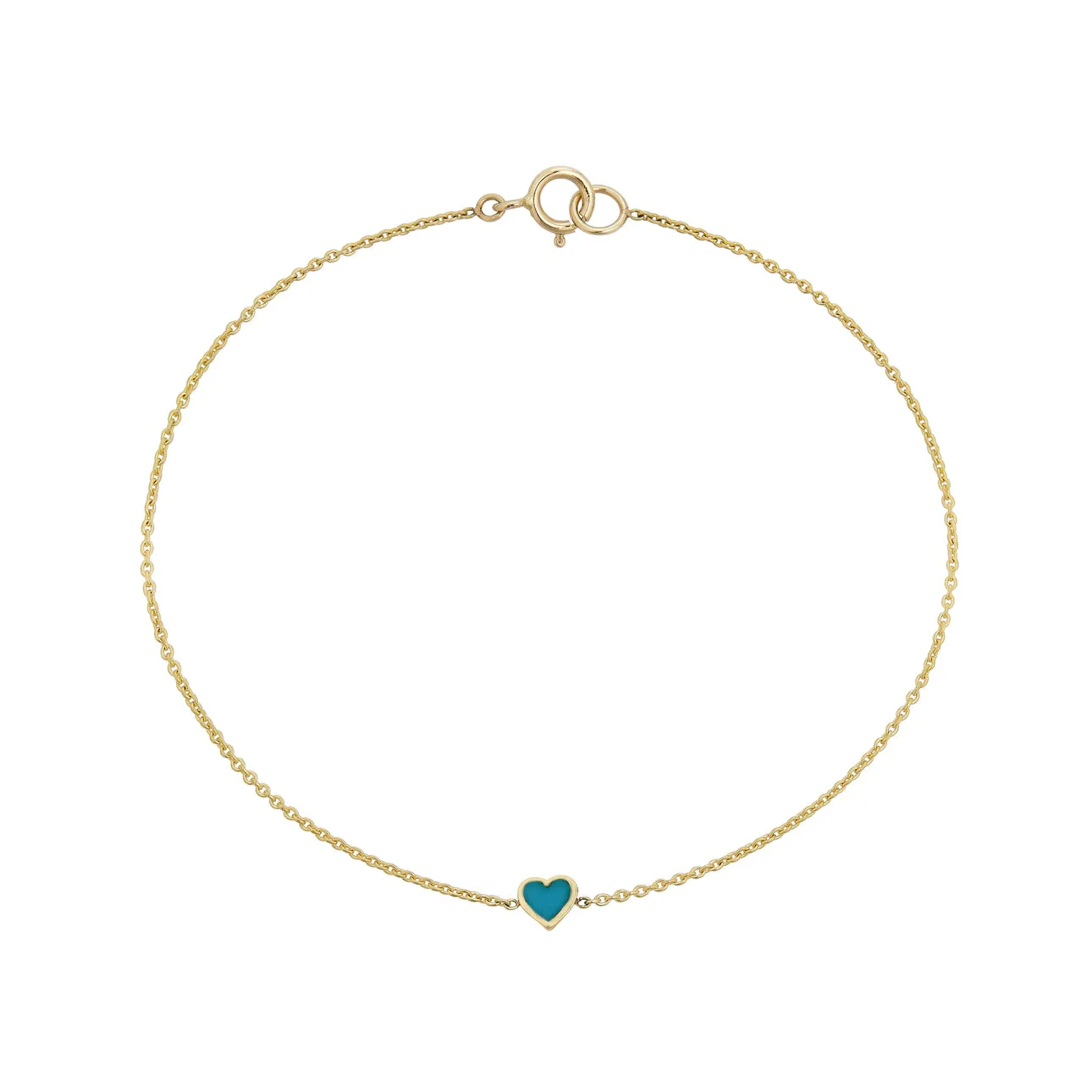 Turquoise Inlaid Tiny Heart Bracelet