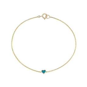 Turquoise Inlaid Tiny Heart Bracelet