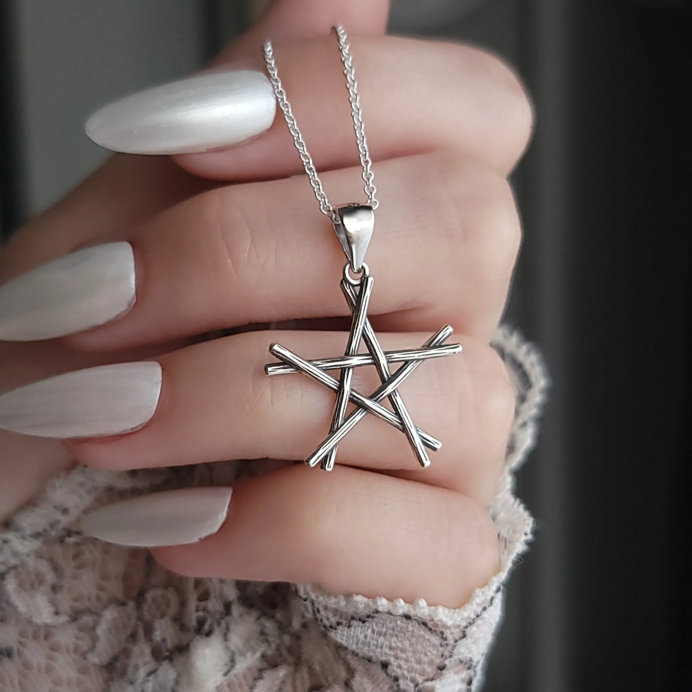 Twig Pentacle Necklace - Sterling Silver