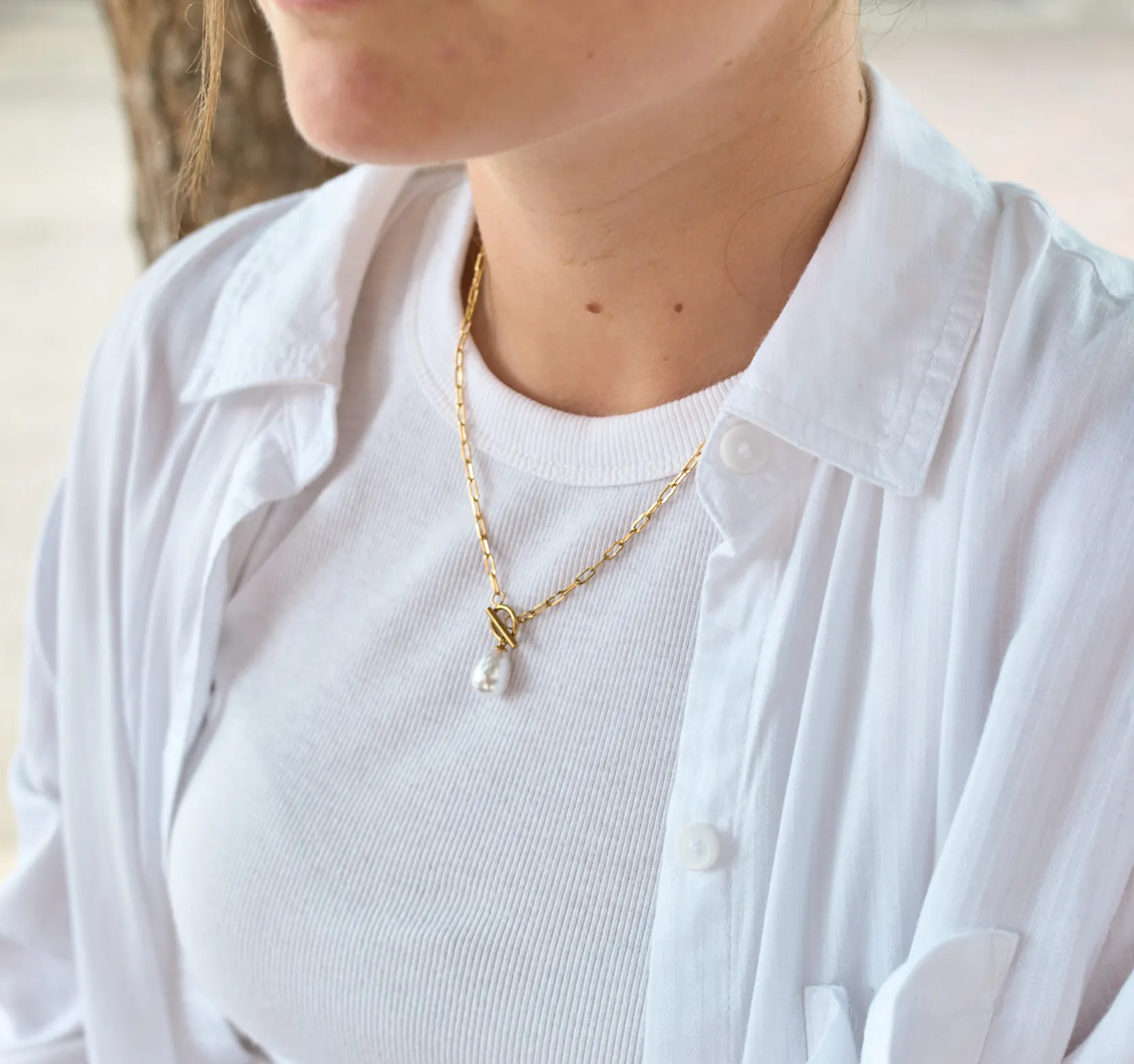 Ursula Pearl Toggle Necklace